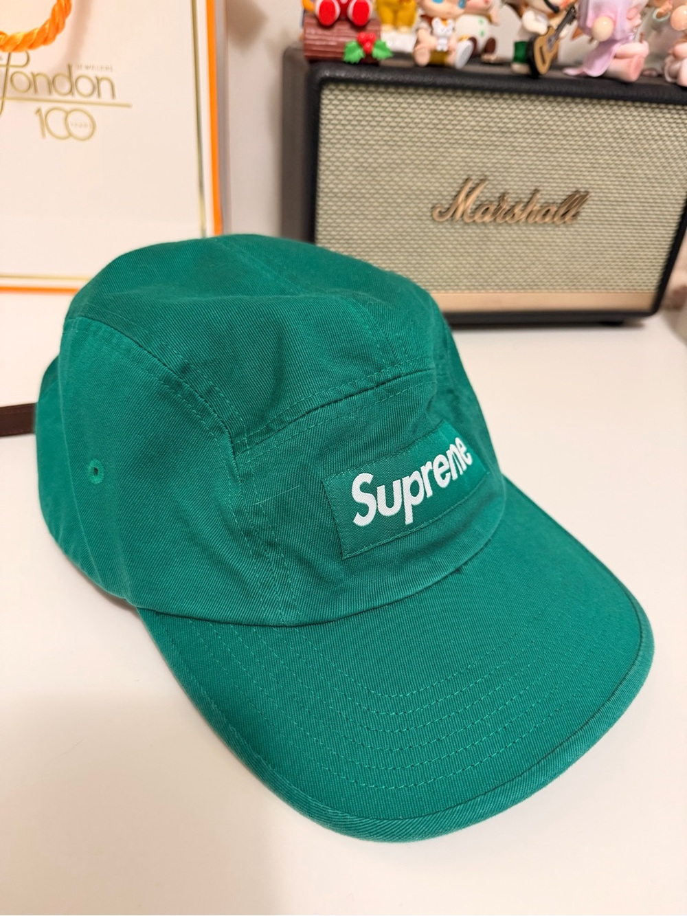 Supreme Teal Green Box Logo 5-Panel Cap almost new.